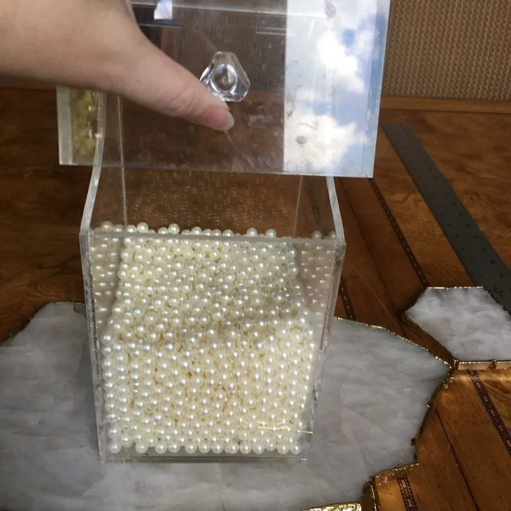ACRYLIC PEARL Filled Flip Top Box for Decor!